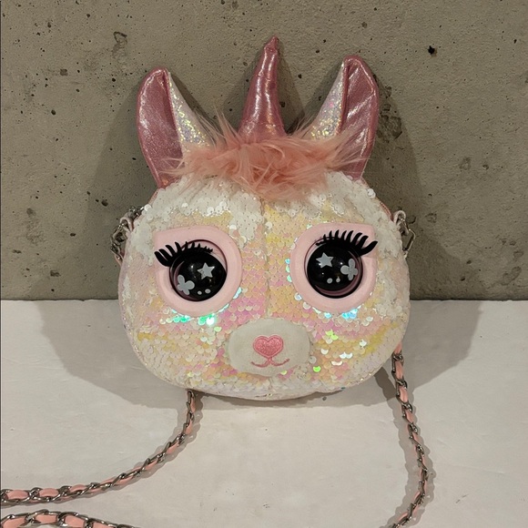 Be Bling Other - Be Bling Glittery Pink and White Sequined Unicorn Purse